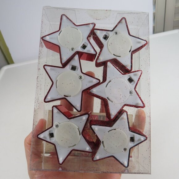 Star Tea Lights Metallic & Glittered 6pk Patriotic - Picture 4 of 5